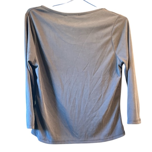 Kim & Cami 3/4 Sleeve Gray Cowl Neck Top - Size Small - Picture 3 of 4